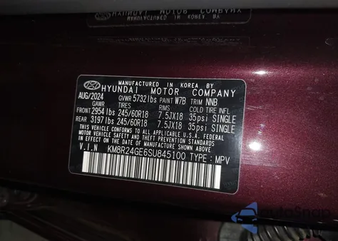 2025 Hyundai Palisade Sel from USA, damaged, VIN KM8R24GE6SU845100